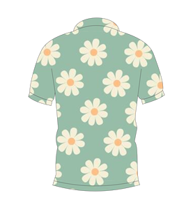 เสื้อโปโลพิมพ์ลายดอกเดซี่สีเขียวมิ้นท์สำหรับบุรุษแขนสั้นลำลองฤดูร้อนเสื้อยืดคอปกติดกระดุม - Product Image 2