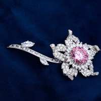 Bros Pin Bunga Mewah Elegan Perak 925 Moissanite Berlian Multi Bentuk Perhiasan untuk Wanita Pakaian Pesta Hadiah Aksesori Pakaian