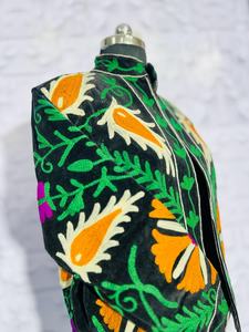 Black Embroidered Jacket Statement Boho Coat Handmade Floral Suzani Jacket <b>Unique</b> <b>Gift</b> <b>For</b> <b>Her</b> - Product Image 3