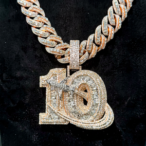 Pendentif numéro 10 en Moissanite Iced Out plaqué or, breloque Hip Hop micro-pavée, bijou pour homme à porter au quotidien, pendentif numéro dix doré - Product Image 3