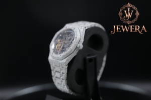 Export Quality Mens Luxury Full Diamond Stainless Steel <b>Watch</b> 41mm <b>Case</b> Analog Mechanical Auto Blue Glass Butterfly Clasp Date - Product Image 4