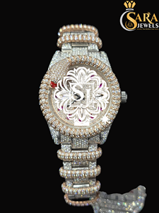 นาฬิกาสแตนเลสติดเพชรตามสั่ง VVS Moissanite สุดหรูตามสั่งนาฬิกาอัตโนมัติหรือกลไก - Product Image 5