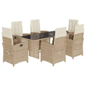 Ensemble de table et chaises de jardin beige avec coussins blanc crème - Product Image 2