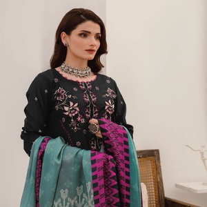 Mashaal-10 femme trois pièces Salwar Kameez costume Ramsha Vol conçu pelouse brodée pakistanaise Panjabi robe indienne pakistanaise - Product Image 2