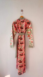Women Boho Kimono Robe Pure Cotton Kimono Cotton Kimono Long Printed Robe Unisex Clothing Gift for Him Bridesmaid Gift <b>Cardigan</b> - Product Image 2
