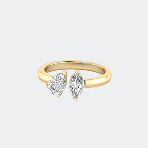 Anillo de Diamantes Toi Et Moi con Corte Marquise de 1.30 CTW, D-E-F VVS-VS, Cultivado en Laboratorio, Oro de 14K, Joyería Sostenible Minimalista de Dos Piedras, Regalo - Product Image 4