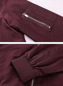 Bomber <b>Jacket</b> Full Zip Casual Outerwear Ribbed Cuff <b>Lightweight</b> Coat Sleeve Pocket Custom Logo Wholesale Street Fashion Apparel - Product Image 5