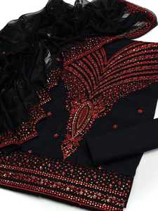 ชุดผ้าฝ้ายลายสวยสำหรับวันอีด คอลเลคชั่นล่าสุดปี 2026 พร้อมงานปักและงานประดับเลื่อม ผ้าชีฟองปักลายสวยงาม - Product Image 3