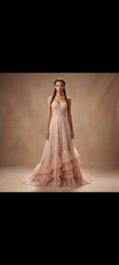 Vestido de Novia de Lujo de Satén con Cuentas, Estilo Princesa, Cuello Redondo, Sin Mangas, Largo hasta el Suelo, Cola Capilla, Moderno, Vintage, Ecológico, con Sujetador Incorporado - Product Image 4