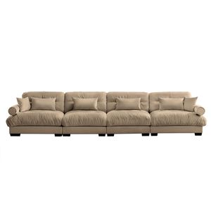Divano Componibile in Velluto Super Confortevole e Oversize con Pouf Mobile, Braccioli Imbottiti e Tasche Profonde per Soggiorno - Product Image 6