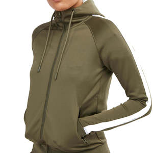 Conjunto Deportivo de 2 Piezas para Mujer, Color Verde Oliva, Sudadera con Capucha y Cremallera, Manga Larga, Tejido de Punto, Ajuste Deportivo, para Todas las Temporadas - Product Image 2
