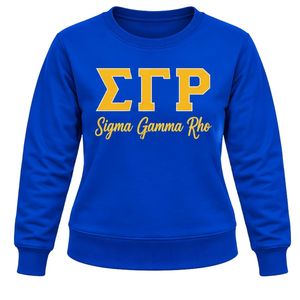 Sweat-shirt à col rond pour femme Sigma Gamma Rho, bleu, avec motif de sororité grecque, pull à manches longues, décontracté, streetwear universitaire, personnalisé - Product Image 1