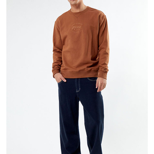 เสื้อสเวตเชิ้ตคอกลมสีน้ำตาลสำหรับผู้ชาย ทรงปกติ ผ้าฝ้าย 100% ปักโลโก้ สวมใส่สบายๆ สำหรับฤดูใบไม้ร่วง - Product Image 1