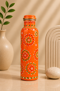 Rose Gold Floral Enamel <b>Copper</b> Water <b>Bottle</b> – Luxury Leakproof Ayurvedic <b>Copper</b> <b>Drinking</b> <b>Bottle</b> for Home Office Travel and Gift - Product Image 2