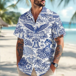 Chemises hawaïennes à manches courtes pour hommes, motifs personnalisés, impression numérique haute définition - Product Image 4