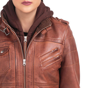 Women's Premium Quality Leather Sleeve Bomber Jacket Breathable Outwear Crop High Quality Fashion Jackets - Product Image 6