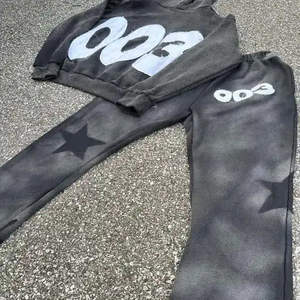 Promotion Wholesale Printed Solid <b>Men's</b> Winter Sweat Jogger Suits 100% Cotton Loose Fit Heavyweight Fleece Breathable Streetwear - Product Image 5