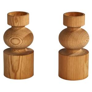 Porte-bougie en bois naturel raffiné, conçu pour une décoration élégante et un éclairage d'ambiance équilibré - Product Image 1