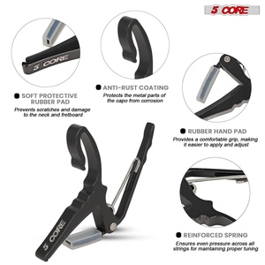 5 Core Guitar Capo Pair Quick Change Acoustic Electric <b>String</b> Clip Banjo Mandolin Or Ukulele <b>Black</b> - Product Image 2