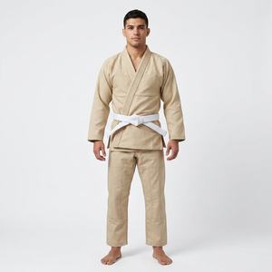 Kimono de BJJ para Hombre, 100% Algodón, Transpirable, Ajuste Personalizado, Talla Adulto, Color Beige, Teñido Liso, Ropa de Artes Marciales, 100 Gramos, Logotipo Frontal - Product Image 6
