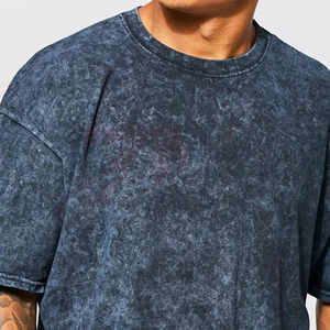 Camiseta de manga corta tie-dye para hombre, corte oversize, cuello casual, tejido de punto, 100% algodón, color liso, diseño vintage, moda. - Product Image 3