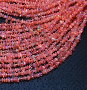 Perles d'opale rose non taillées, opale d'Éthiopie naturelle Welo, forme irrégulière, perles percées, taille 3-4 mm, brin de 8 pouces de long - Product Image 1