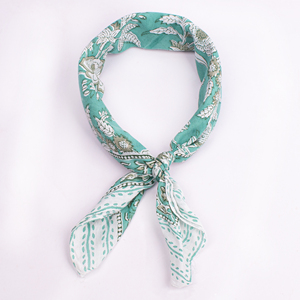 Diadema de Algodón con Estampado Floral Estilo Bohemio, Color Turquesa y Blanco, Accesorio Casual Transpirable de Verano para Unisex - Product Image 2