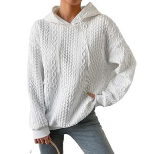 Otoño Invierno nueva llegada mujeres moda coreana Casual suelta Sudadera con capucha manga larga Tops en gris Terry tela pulóveres sudaderas - Product Image 2