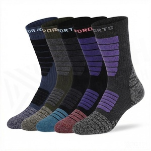 Crew <b>Socks</b> Geometric Pattern Blue Breathable Running <b>Socks</b> for Adults Spring Season - Product Image 3