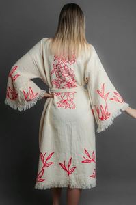 Ropa para Mujer, Kimono Musulmán, Túnica de Manga Larga, Vestidos Kaftan 2026, Túnica Blanca Holgada de Algodón con Bordado de Ojo de Diablo - Product Image 5