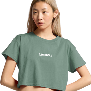 เสื้อยืดครอปแขนสั้นคอกลมสำหรับผู้หญิง ทรงหลวม พิมพ์ลายหน้าอกเล็ก สไตล์ลำลอง ขายส่ง รับผลิตตามแบบ OEM ผ้าคอตตอนเจอร์ซีย์ - Product Image 3