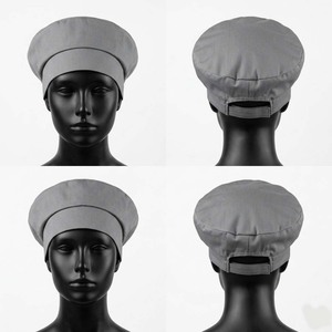 Casquette de Chef Premium en Mélange de Coton Imperméable 180 GSM, Chapeau de Cuisine Ajustable Gris Blanc Noir, Design Multi-Panneaux, Logo Personnalisé Numérique - Product Image 1