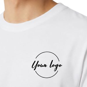 เสื้อยืดโอเวอร์ไซส์สีขาวสำหรับผู้ชาย แขนสั้น ผ้าฝ้าย คอกลม พิมพ์ลายโลโก้ที่อก สไตล์ลำลอง สตรีทแวร์ ทรงหลวม แฟชั่นเสื้อผ้าฤดูร้อน - Product Image 6