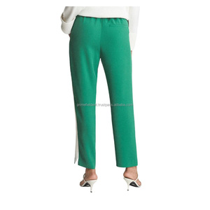 Pantalones de Punto para Mujer, Color Verde, Cintura Media, con Cordón, Pierna Recta, Color Sólido, Largo hasta el Tobillo, Estilo Casual de Primavera, Transpirables, Corte Regular - Product Image 5