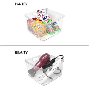 Set di 2 Contenitori Quadrati in Plastica Trasparente 10L X 10W X 6.1H con Maniglie Integrate per Casa, Ufficio, Cucina, Frigorifero - Product Image 3