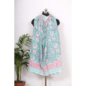 ผ้าซิ่นพิมพ์ลายด้วยมือสำหรับผู้หญิง ผ้าฝ้ายน้ำหนักเบา ผ้าคลุมชายหาดสำหรับฤดูร้อน ผ้าพันคอ ผ้าคลุมชุดว่ายน้ำ ผ้าปาเรโอ ของขวัญสำหรับผู้หญิง - Product Image 5