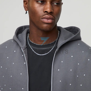 Sweat-shirt à capuche pour homme avec design en strass, fournisseur en gros ZABEX SPORTS, sweat-shirt en strass personnalisé de qualité supérieure - Product Image 4