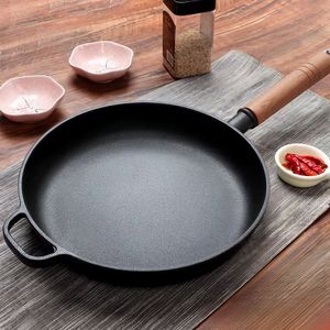 WANGYUANJI Padella Antiaderente in Ghisa da 22 cm, Padella per Pancake e Bistecche Non Rivestita con Manico in Legno per Uso Domestico - Product Image 3