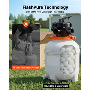 FlashPure Pompa Filtro a Sabbia da 0,5 HP 3000 GPH, Sistema di Filtraggio per Piscina da 12 Pollici con Timer, 6 Volte Più Veloce per Piscine Fuori Terra - Product Image 3