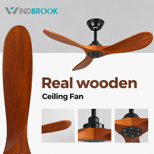 Windbrook 52 Inch <b>Ceiling</b> <b>Fan</b> with DC Motor Reversible Wood Blades Modern Flush Mount No <b>Light</b> - Product Image 4