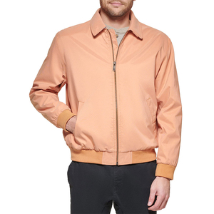 Blouson bomber orange pour homme avec col rabattable, fermeture éclair, style décontracté, coupe-vent, en toile de polyester, pour l'automne - Product Image 1