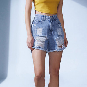 Conjunto de Verano para Mujer, Shorts de Mezclilla con Estampado Láser, Chic y Casual, Shorts de Mezclilla de Tendencia Urbana para Mujer - Product Image 1