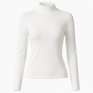 Suéter de Cuello Alto Personalizado al por Mayor, Tejido, Casual, de Manga Larga, 100% Algodón, 320g, para Mujer, Proveedor OEM, Directo de Fábrica - Product Image 1