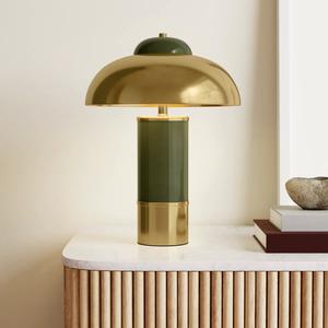 Lampe de chevet contemporaine en laiton avec abat-jour en tissu et base robuste - Product Image 2