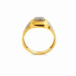 Mens 18KT Yellow Gold Octagonal Square Cluster Cubic Zirconia Signet <b>Ring</b> Two Tone Side Stones <b>Statement</b> Wedding Party Gift Jew - Product Image 3