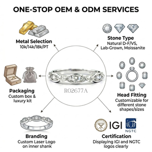 Bague moderne en or blanc 18 carats avec diamant rond taille marquise pour mariage, avec certificat, support OEM/ODM, personnalisation - Product Image 5