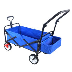 Heavy-Duty Portable Outdoor Utility <b>Wagon</b> with Adjustable Handles Collapsible <b>Garden</b> Hand Cart with Drink Holder for Camping - Product Image 5