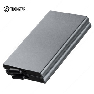 Tilonstar ที่ใส่บัตรเครดิตแบบป๊อปอัพ, กล่องโลหะสำหรับใส่นามบัตรแบบอัตโนมัติทำจากอลูมิเนียมคู่ระบบ RFID ระบบอัตโนมัติ10ใบ TVC102 - Product Image 2