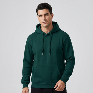 Sudadera con Capucha de Forro Polar para Hombre, Color Sólido, Corte Regular, con Bolsillo, Informal, para Otoño e Invierno, Verde, con Estampado Digital, Anti-Pilling - Product Image 5
