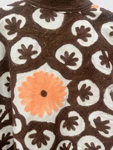 Veste en polaire à col mandarin brodée à la main avec des motifs floraux, manches longues, longueur normale, taille plus, vêtements d'automne pour femmes adultes - Product Image 5